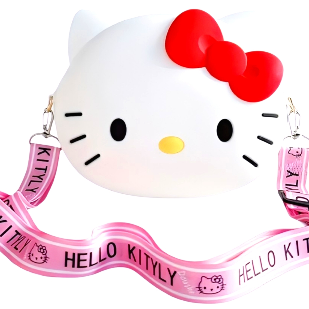 Hello Kitty Pink Crossbody Bag - Cute 3D Design (13cm x 3.9cm)